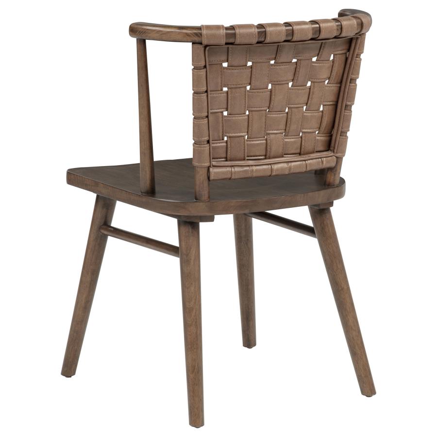 Tallis Woven Faux Leather Back Dining Side Chair Brown (Set of 2)