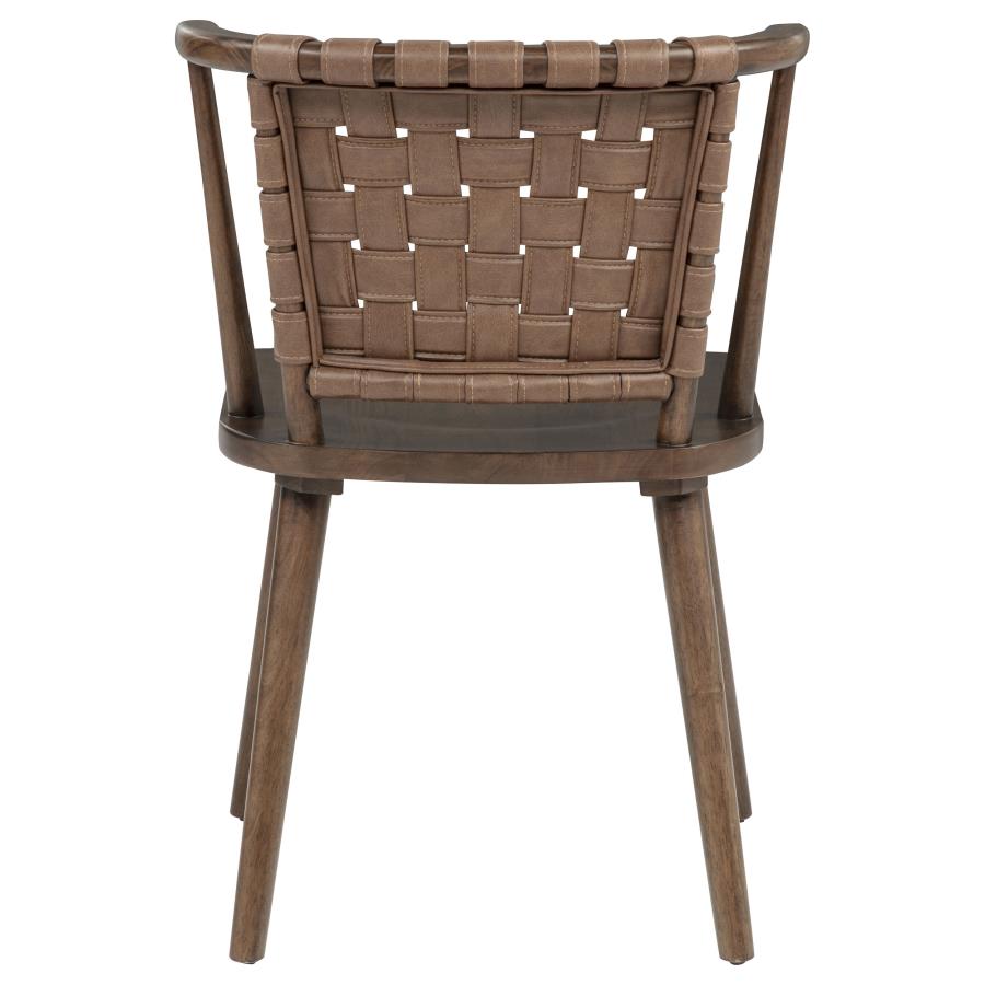 Tallis Woven Faux Leather Back Dining Side Chair Brown (Set of 2)