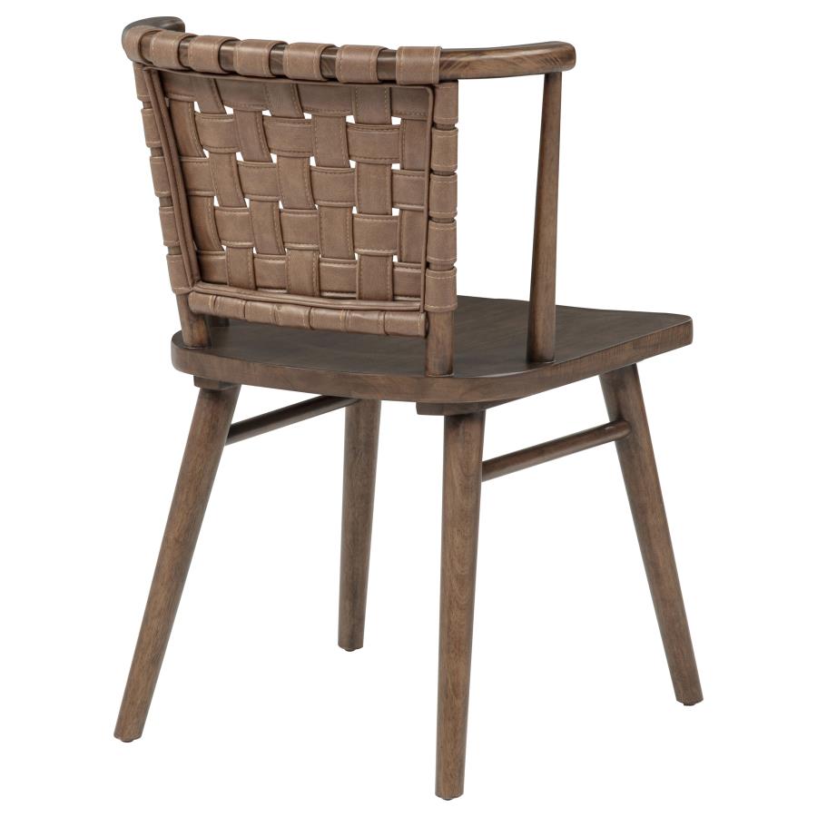 Tallis Woven Faux Leather Back Dining Side Chair Brown (Set of 2)