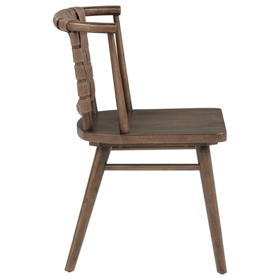 Tallis Woven Faux Leather Back Dining Side Chair Brown (Set of 2)