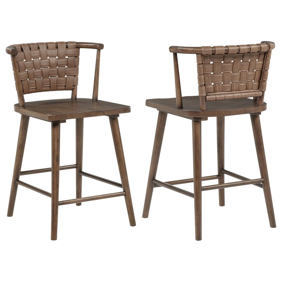 Tallis Woven Faux Leather Back Counter Chair Brown (Set of 2)