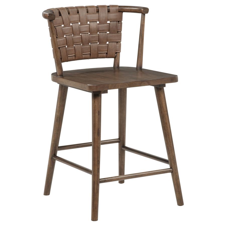 Tallis Woven Faux Leather Back Counter Chair Brown (Set of 2)