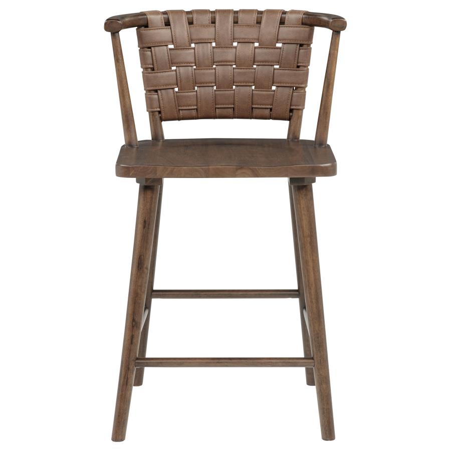 Tallis Woven Faux Leather Back Counter Chair Brown (Set of 2)