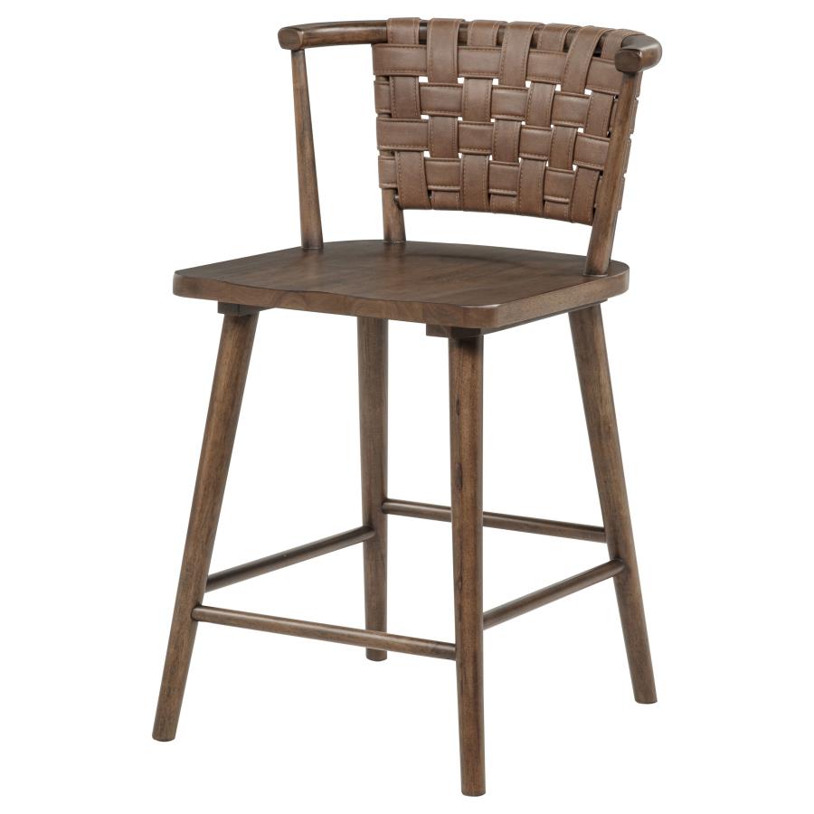 Tallis Woven Faux Leather Back Counter Chair Brown (Set of 2)