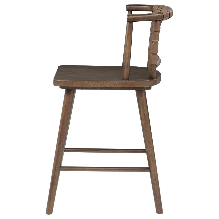 Tallis Woven Faux Leather Back Counter Chair Brown (Set of 2)