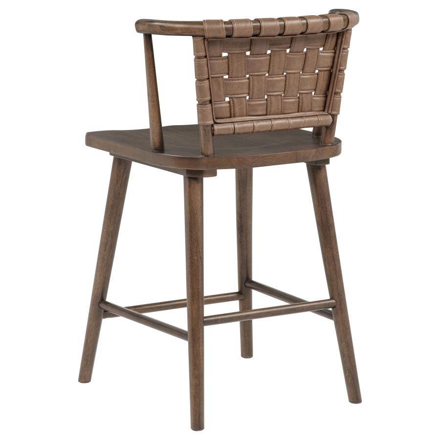 Tallis Woven Faux Leather Back Counter Chair Brown (Set of 2)