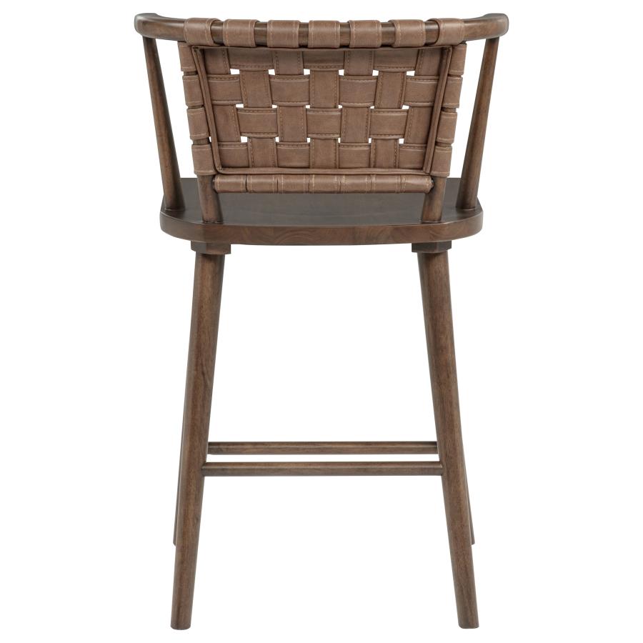 Tallis Woven Faux Leather Back Counter Chair Brown (Set of 2)