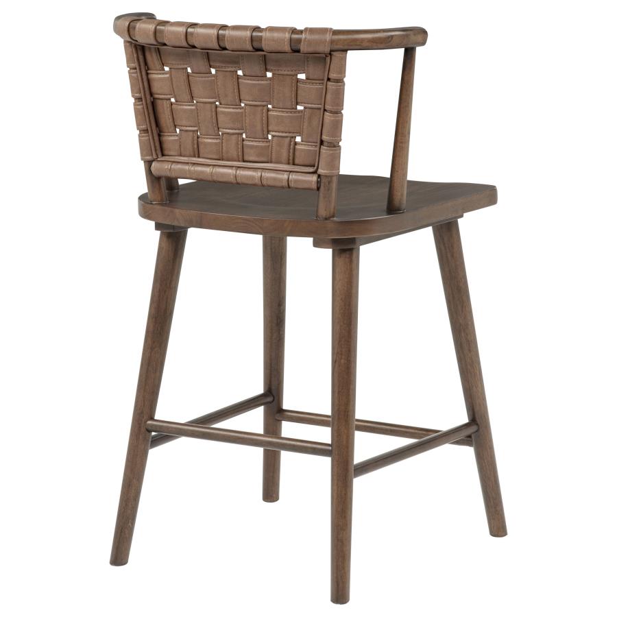 Tallis Woven Faux Leather Back Counter Chair Brown (Set of 2)