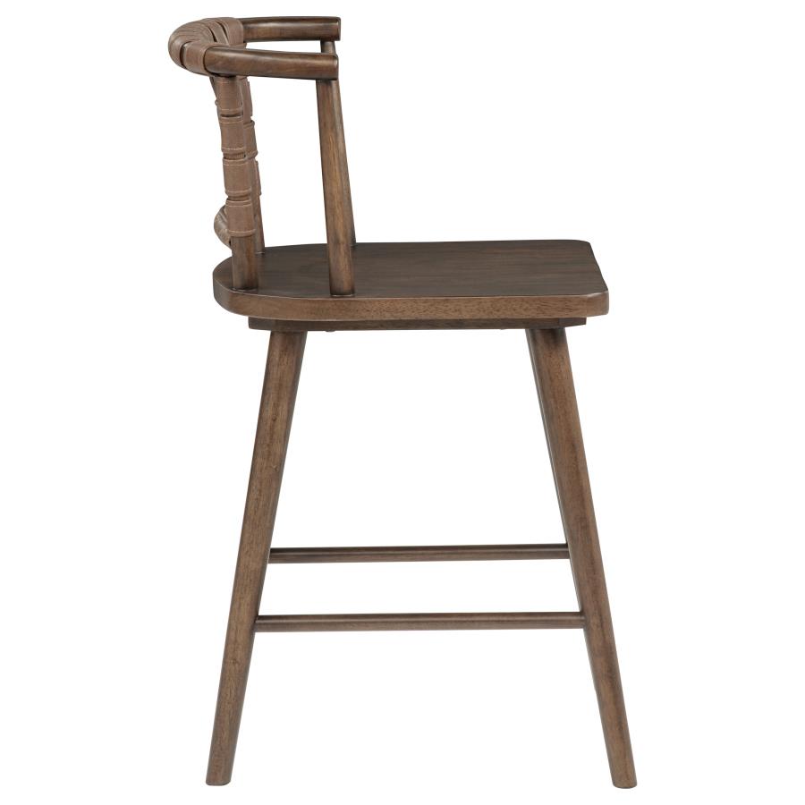 Tallis Woven Faux Leather Back Counter Chair Brown (Set of 2)
