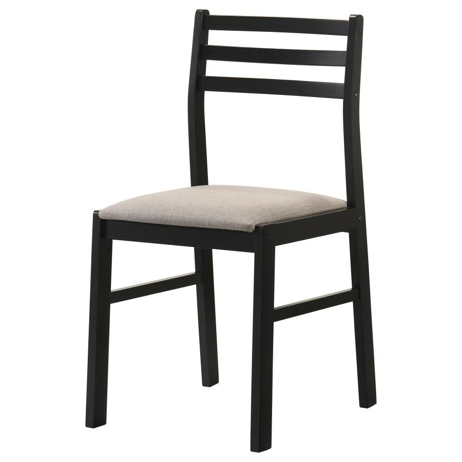 Sykes Fabric Upholstered Ladder Back Side Chair Black and Beige (Set of 2)
