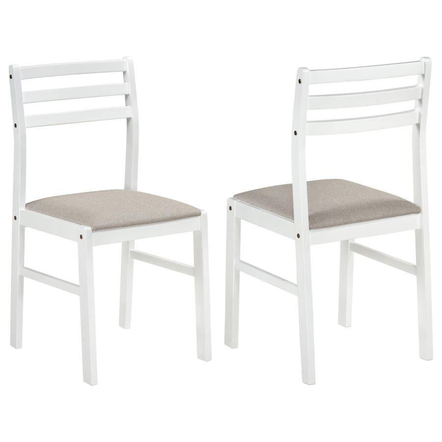 Sykes Fabric Upholstered Ladder Back Side Chair White and Beige (Set of 2)