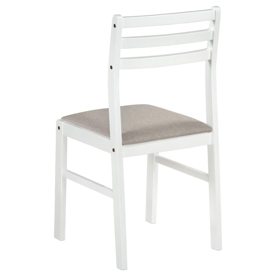 Sykes Fabric Upholstered Ladder Back Side Chair White and Beige (Set of 2)