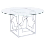 Starlight Round 54-inch Glass Top Metal Dining Table Chrome
