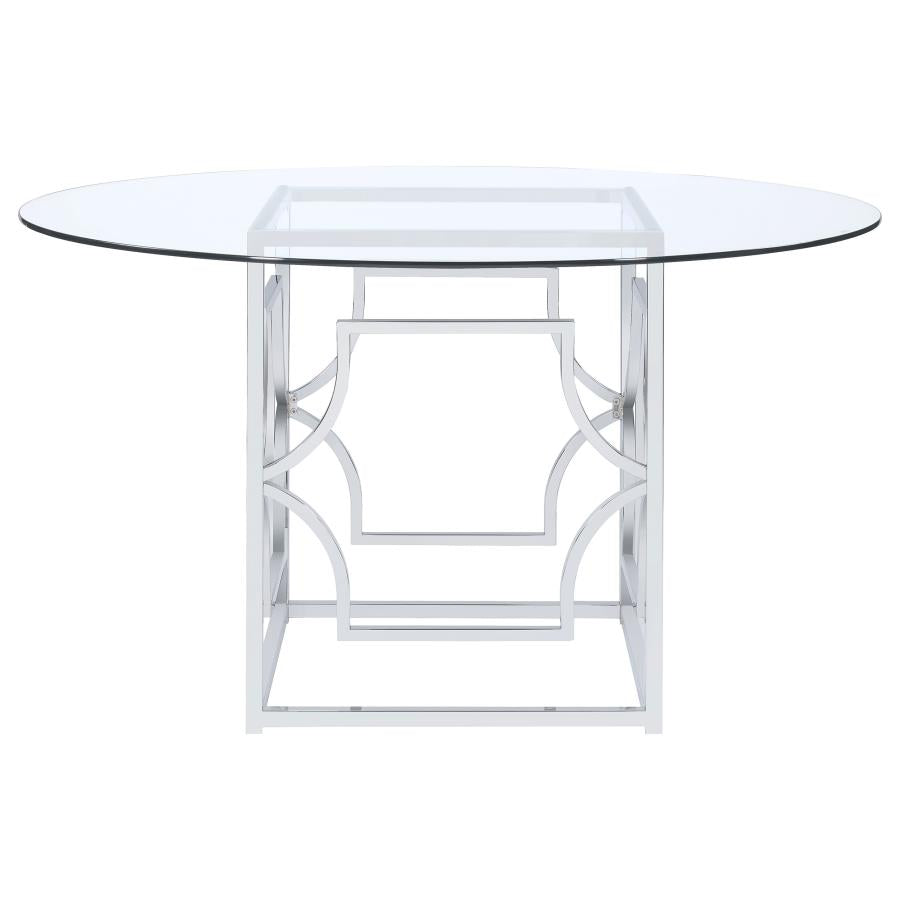 Starlight Round 54-inch Glass Top Metal Dining Table Chrome