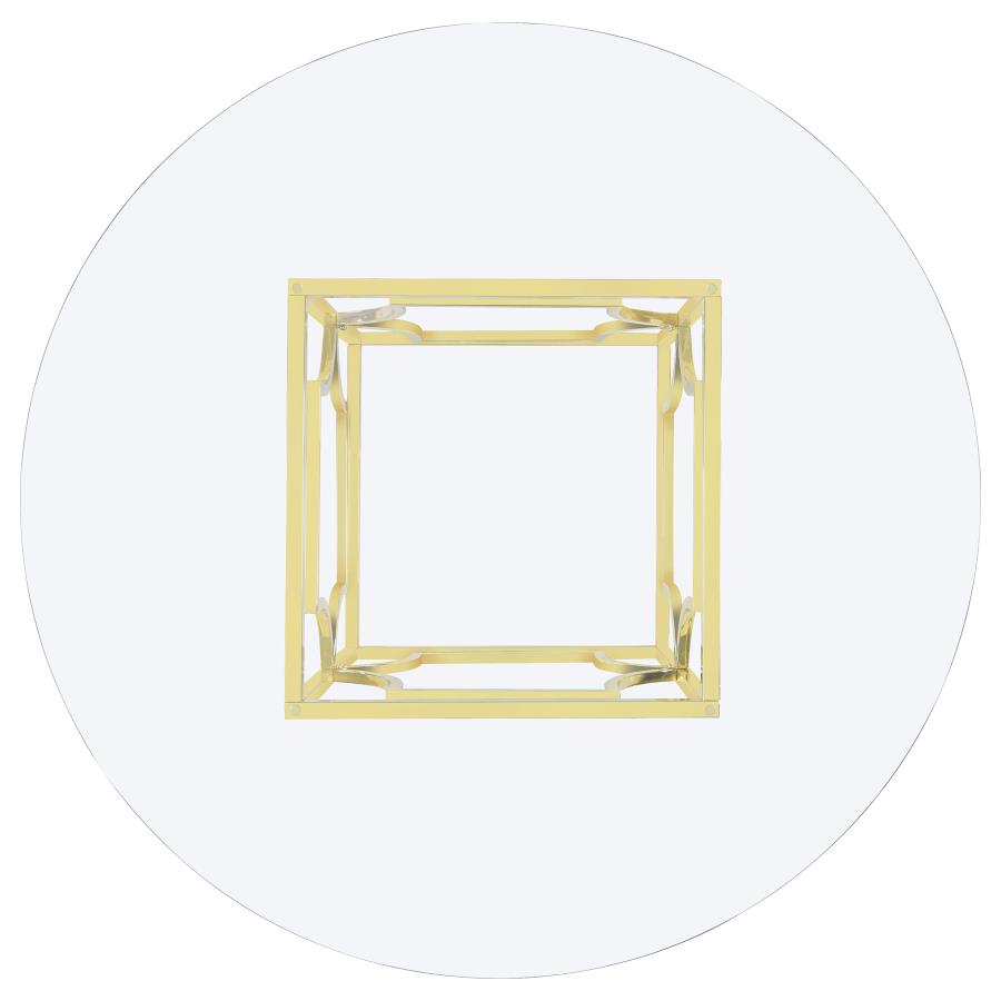 Starlight Round 54-inch Glass Top Metal Dining Table Brass
