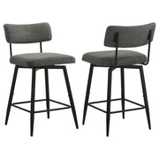 Levine Fabric Upholstered Swivel Counter Chair Black Grey (Set of 2)