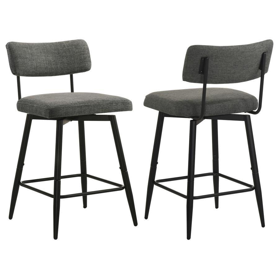 Levine Fabric Upholstered Swivel Counter Chair Black Grey (Set of 2)