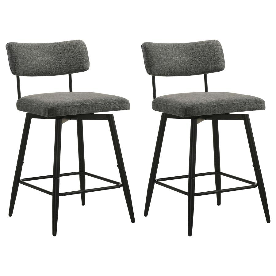 Levine Fabric Upholstered Swivel Counter Chair Grey (Set of 2)