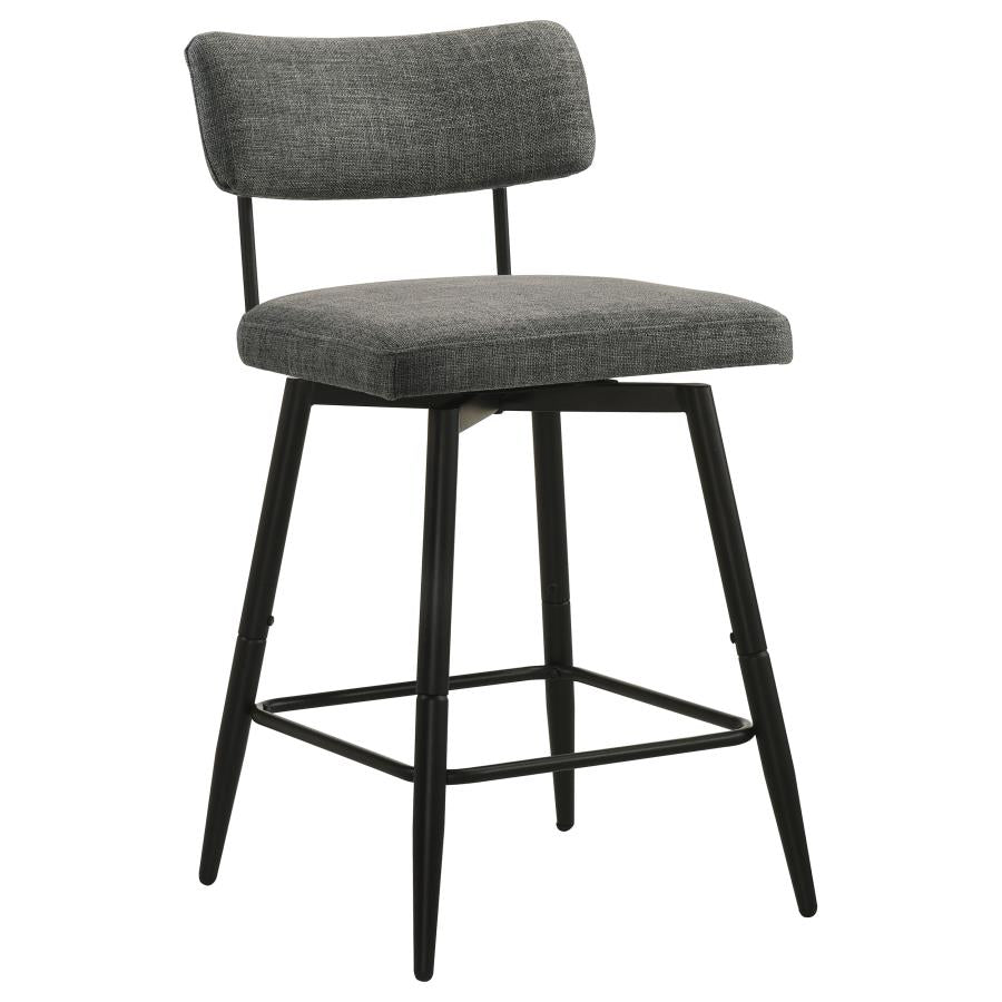 Levine Fabric Upholstered Swivel Counter Chair Black Grey (Set of 2)