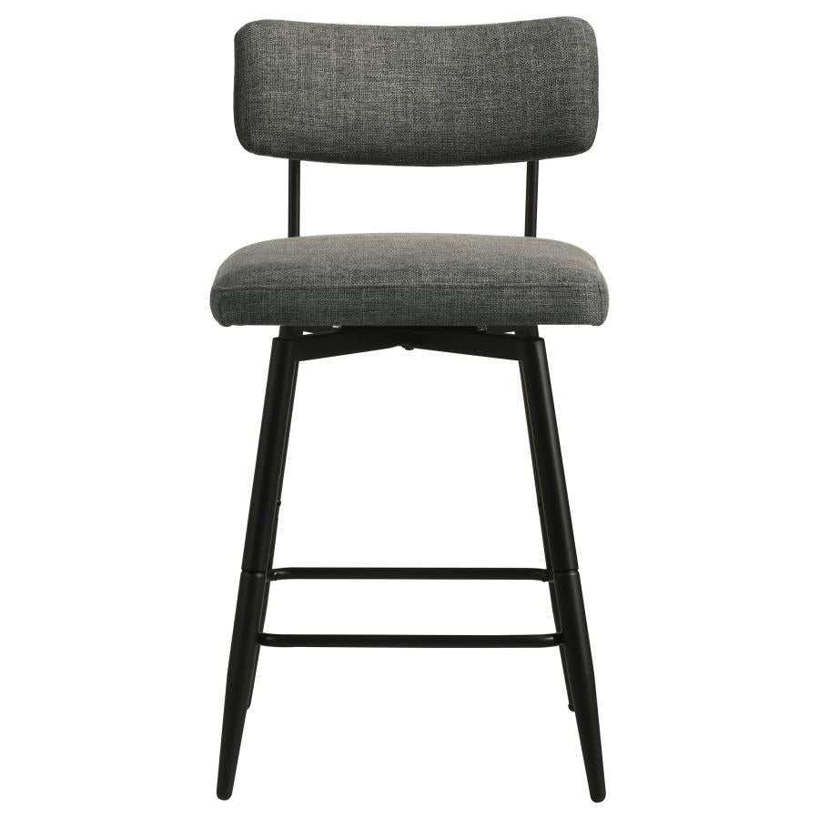 Levine Fabric Upholstered Swivel Counter Chair Black Grey (Set of 2)