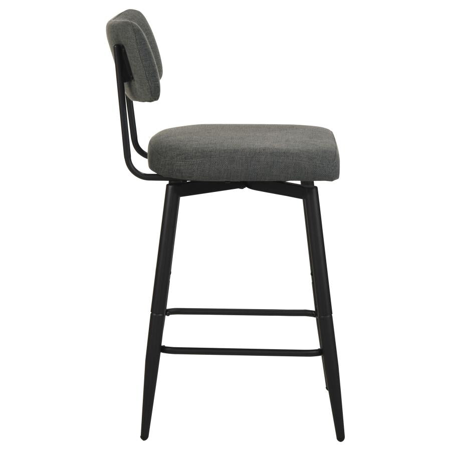 Levine Fabric Upholstered Swivel Counter Chair Grey (Set of 2)