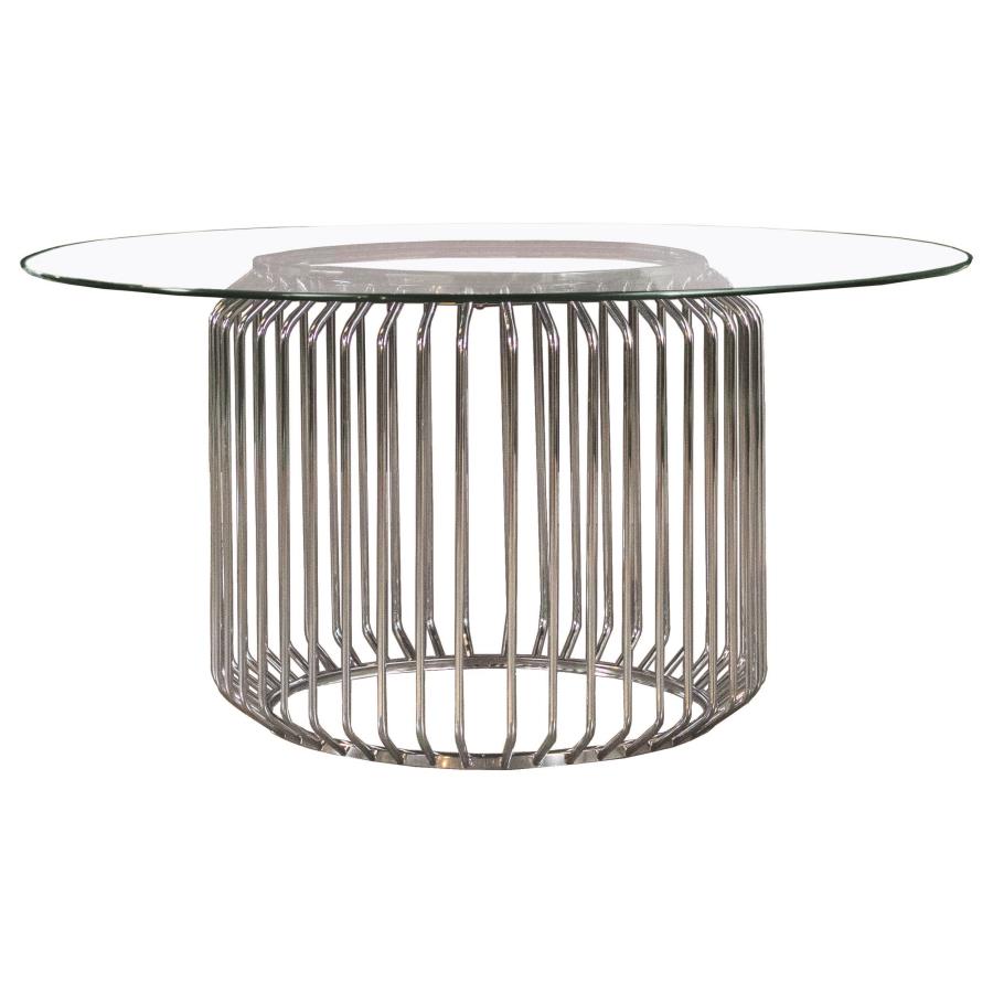Veena 5-piece Round Glass Top Dining Table Set Chrome