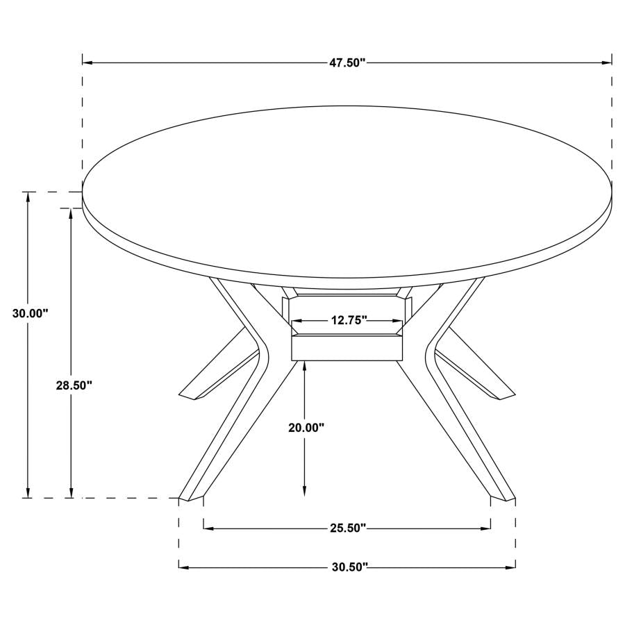 Mueller 48-inch Round Mindi Veneer Dining Table Brown