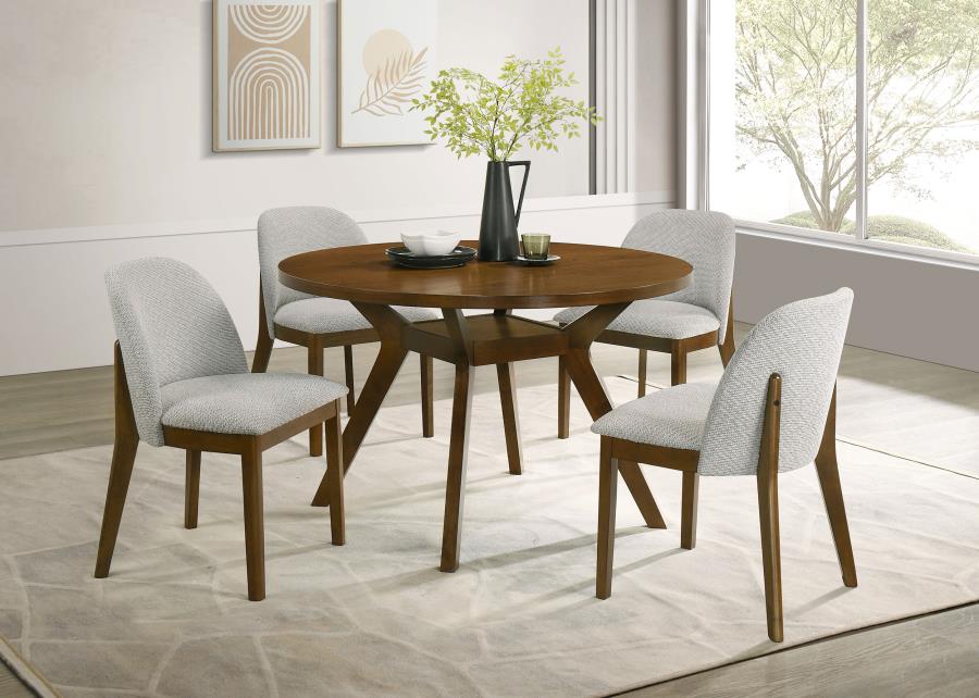 Mueller Upholstered Dining Side Chair Brown and Beige (Set of 2)