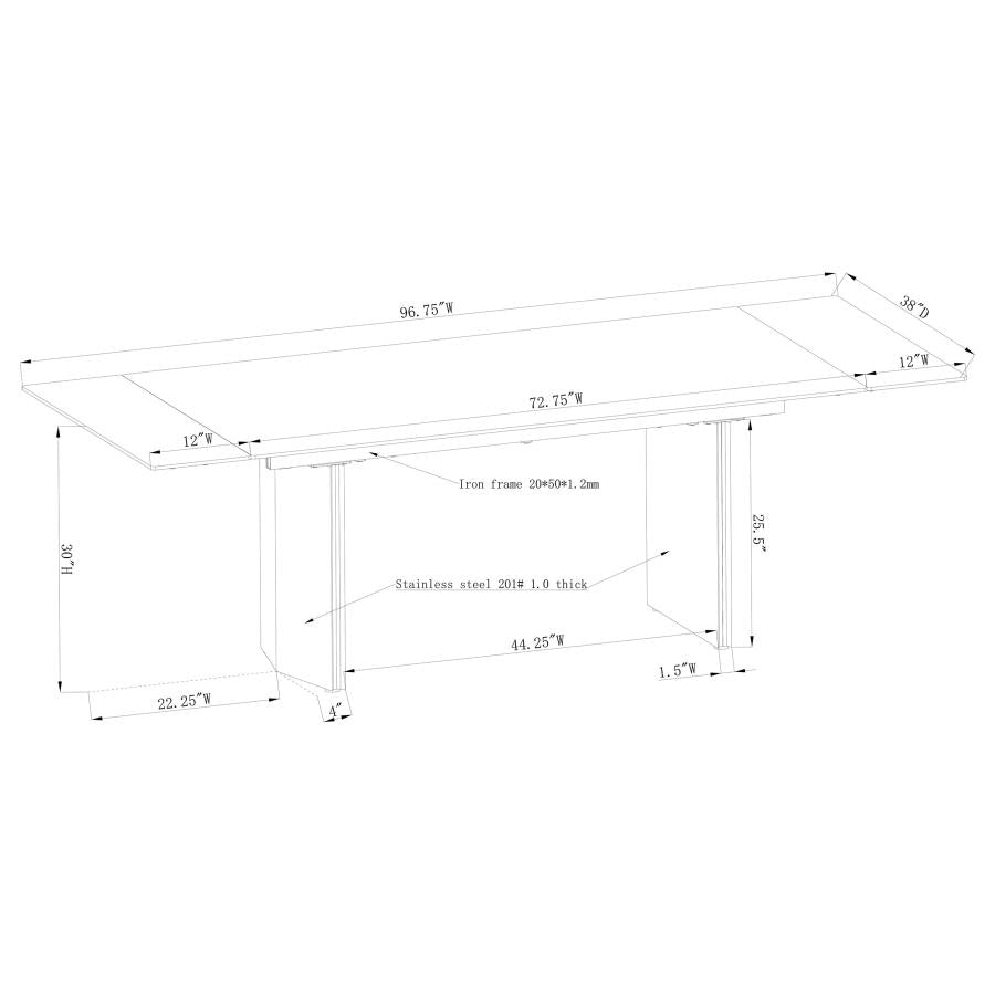 Vesa 97-inch Glass Top Extension Dining Table Beige