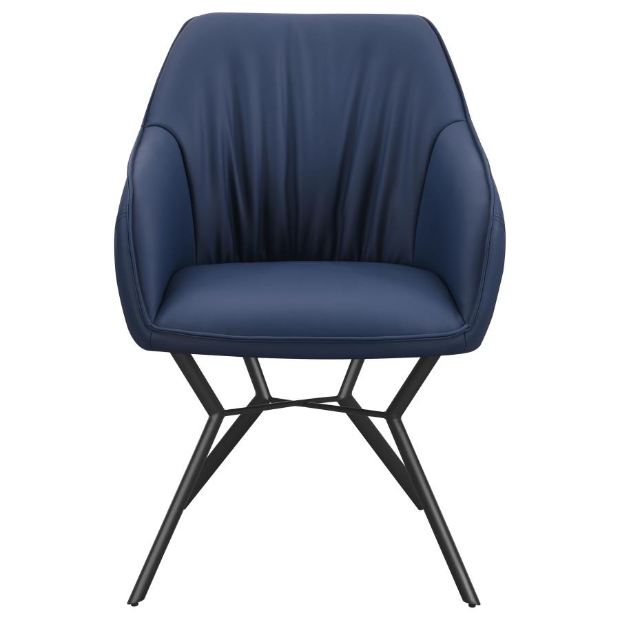 Mayer Upholstered Dining Arm Chair Blue and Brown (Set of 2)