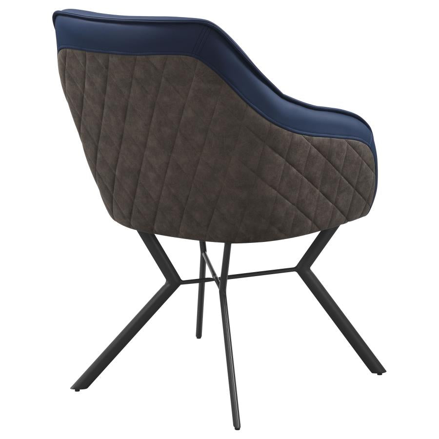 Mayer Upholstered Dining Arm Chair Blue and Brown (Set of 2)