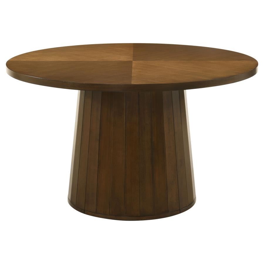 Galindo 52-inch Round Walnut Veneer Dining Table Walnut