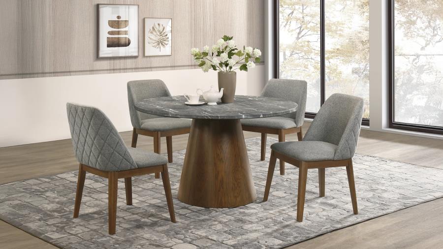 Franklin 5-piece 50-inch Round SmartTop™ Dining Table Set Grey and Dark Oak