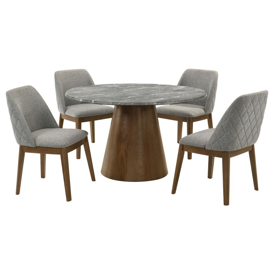 Franklin 5-piece 50-inch Round SmartTop™ Dining Table Set Grey and Dark Oak