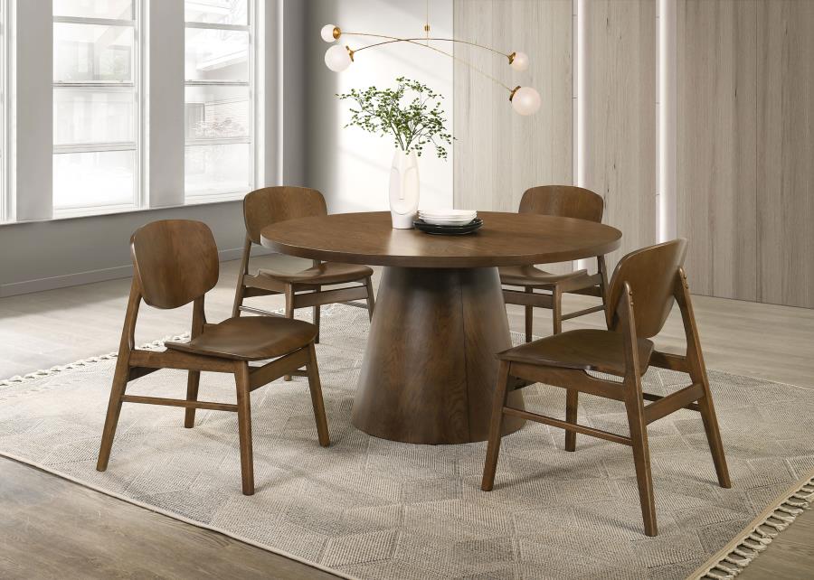 Franklin 5-piece 54-inch Round Dining Set Dark Brown