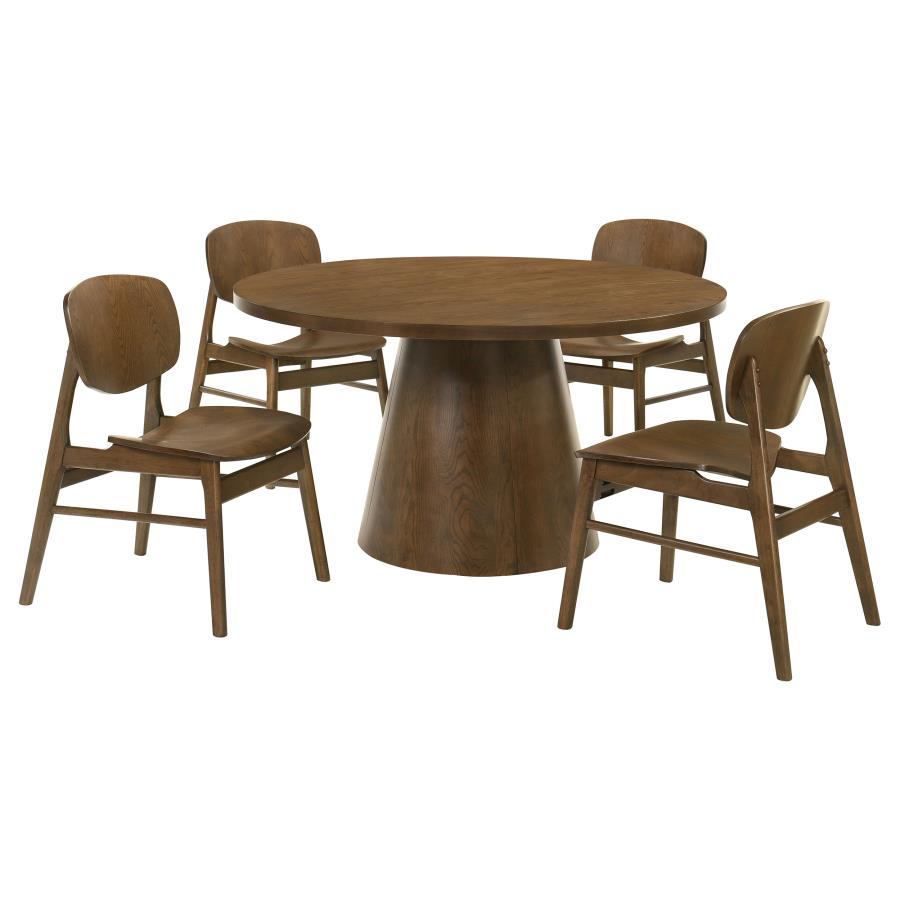 Franklin 5-piece 54-inch Round Dining Set Dark Brown