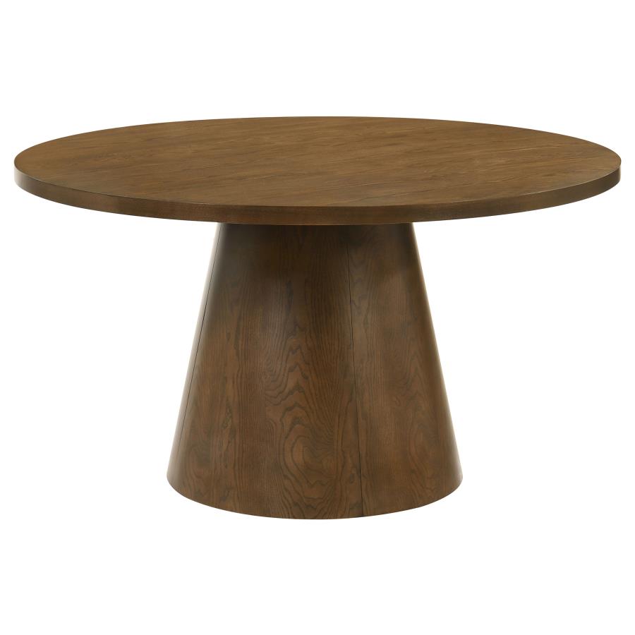 Franklin 54-inch Round Wood Pedestal Base Dining Table Dark Brown