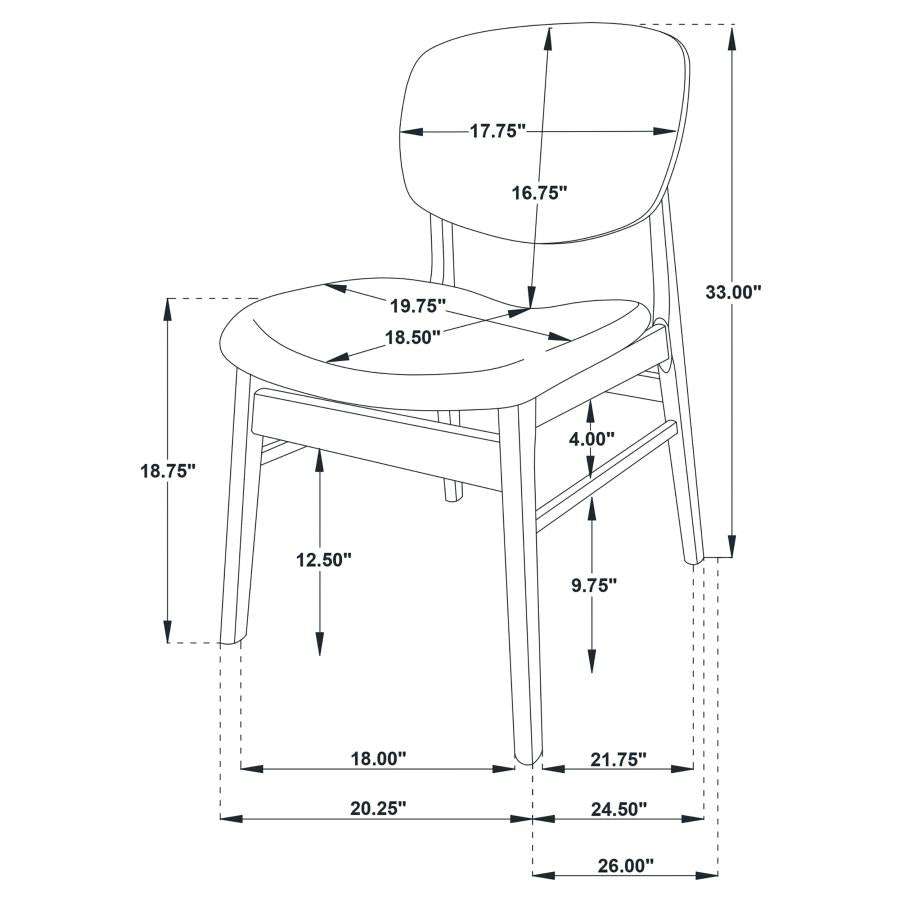 Benford Dining Side Chair Upholstered Seat Dark Brown (Set of 2)