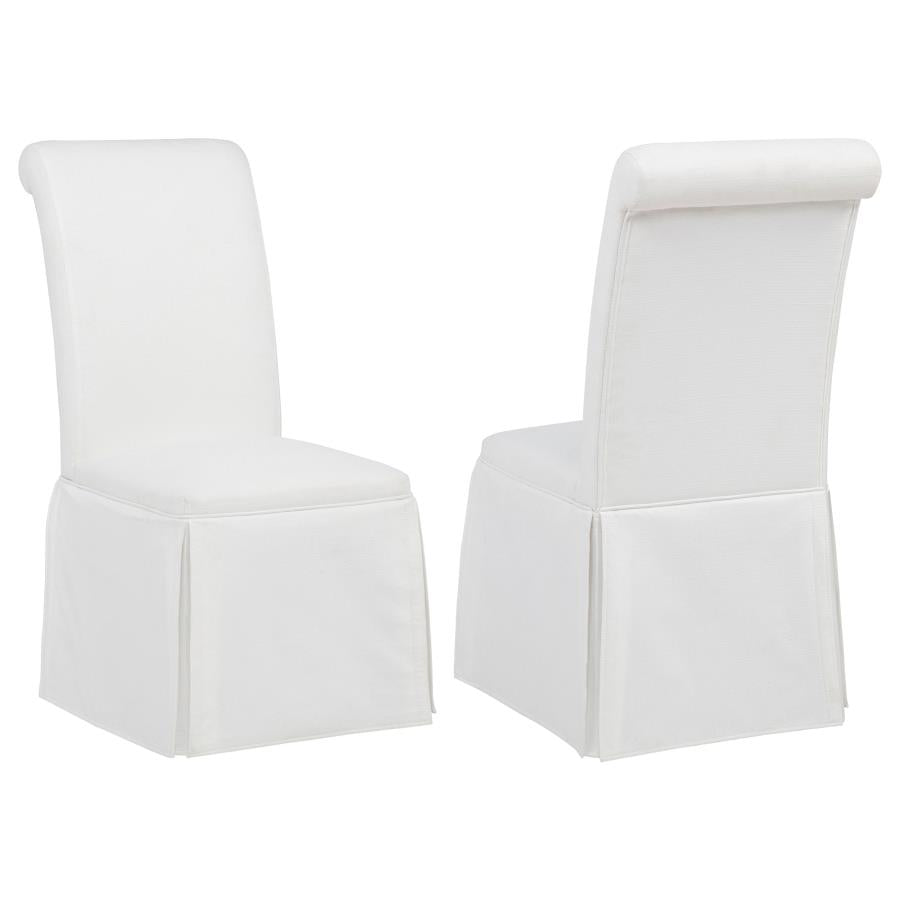 Shawna Upholstered Skirted Side Chair White (Set of 2)