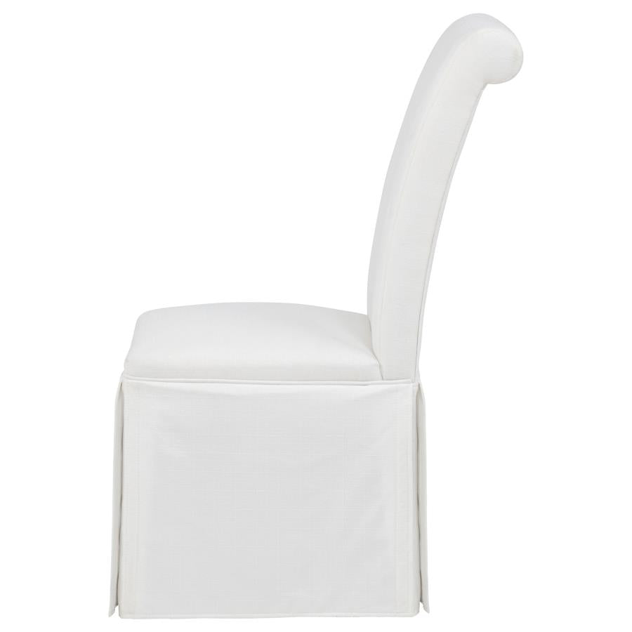 Shawna Upholstered Skirted Side Chair White (Set of 2)