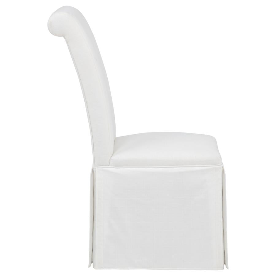Shawna Upholstered Skirted Side Chair White (Set of 2)