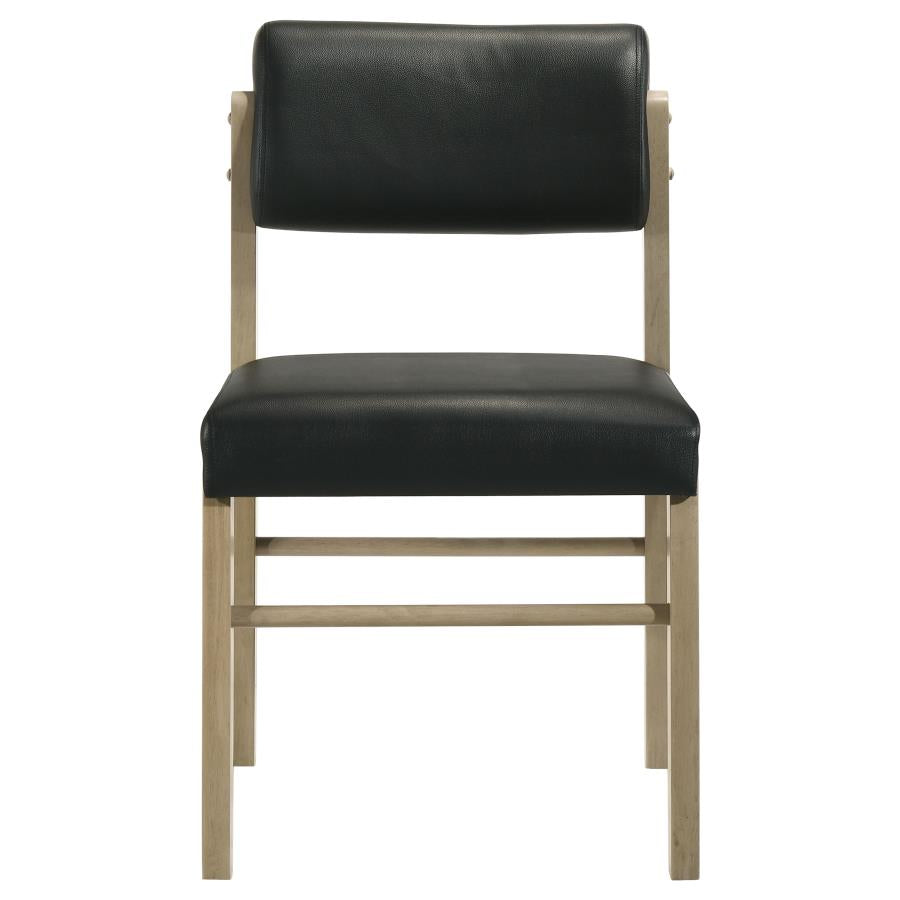 Kehoe Upholstered Dining Side Chair Black and Natural Oak (Set of 2)
