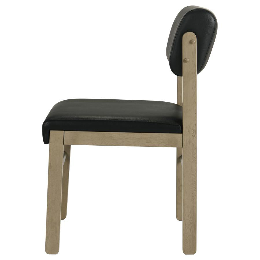 Kehoe Upholstered Dining Side Chair Black and Natural Oak (Set of 2)