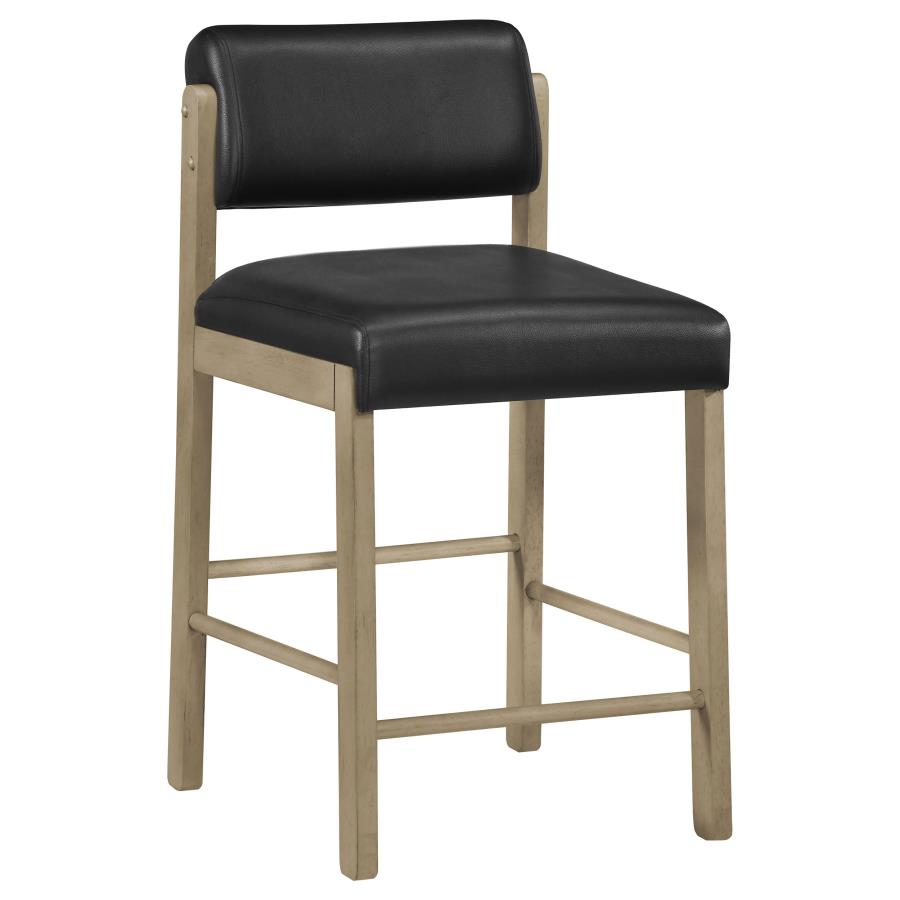 Kehoe Upholstered Counter Height Chair Black and Natural Oak (Set of 2)