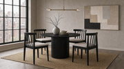 Hamlyn 5-piece Round Dining Set with Upholstered Seat Chairs Black