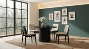 Hamlyn 5-piece Round Dining Set with Cream Tufted Chairs Black