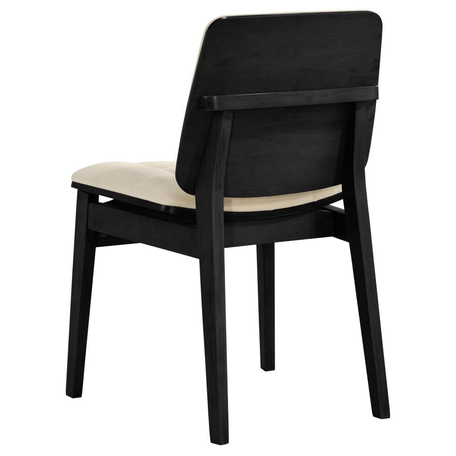 Hamlyn 5-piece Round Dining Set with Cream Tufted Chairs Black
