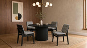 Hamlyn 5-piece Round Dining Set with Grey Tufted Chairs Black