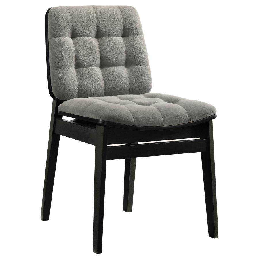 Hamlyn 5-piece Round Dining Set with Grey Tufted Chairs Black