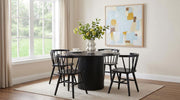 Hamlyn 5-piece Round Dining Set with Open Back Windsor Chairs Black